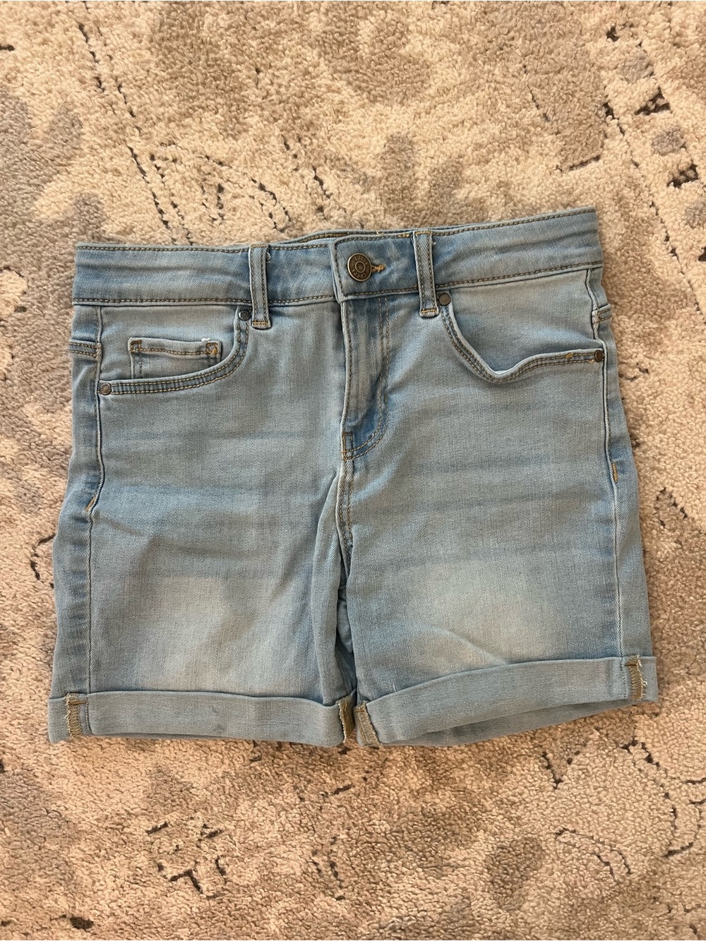 Falls Creek Light Blue Rolled-Hem Denim Shorts - Girls